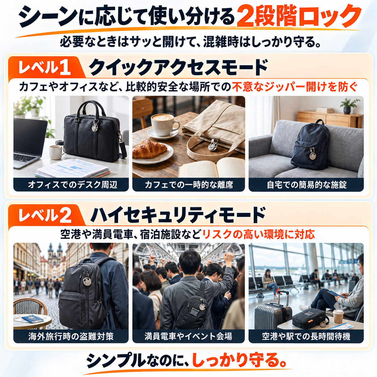 2段階ロックシステム搭載のチタン製メカニカルロックが盗難から守る
