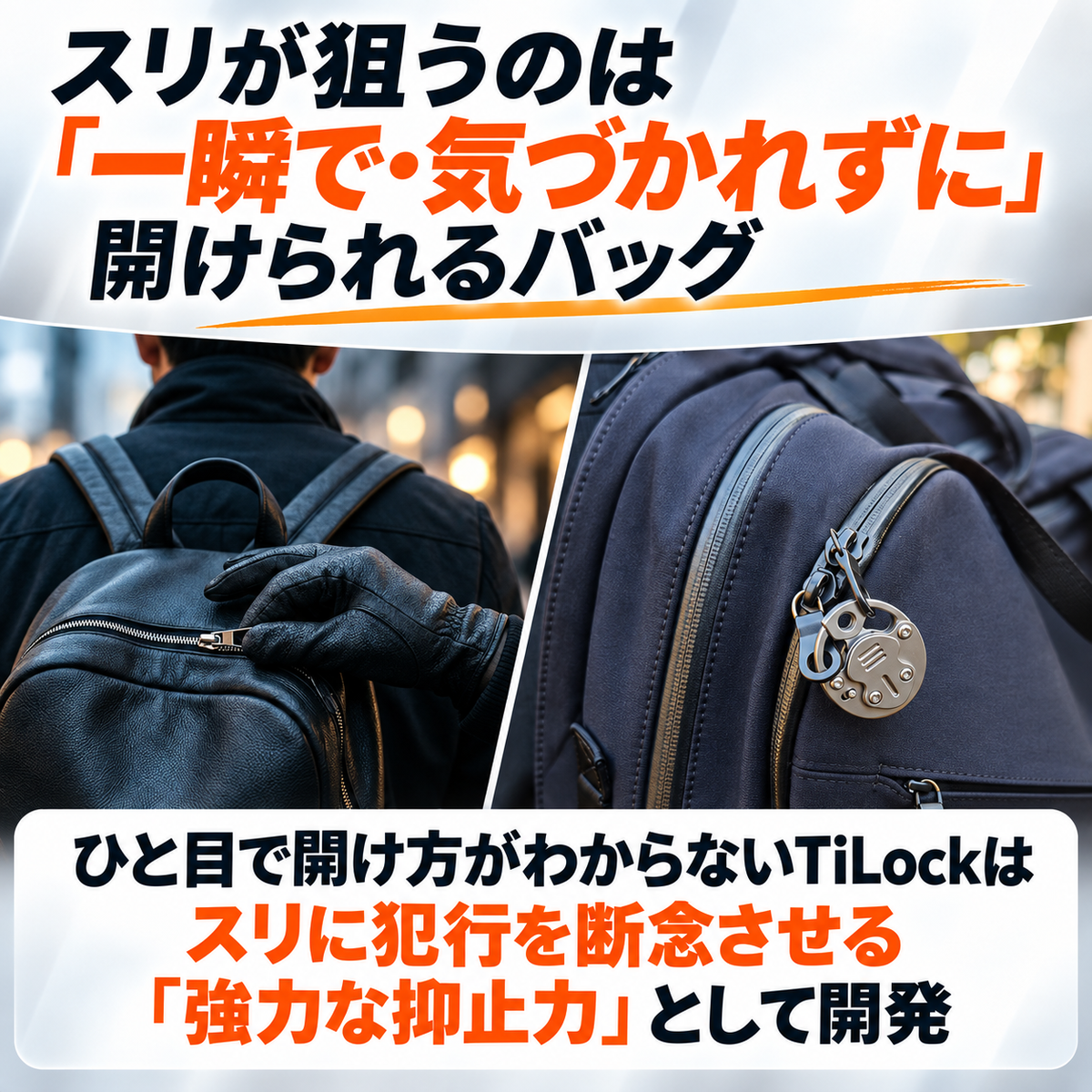 2段階ロックシステム搭載のチタン製メカニカルロックが盗難から守る