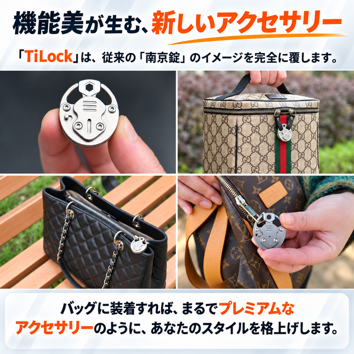 2段階ロックシステム搭載のチタン製メカニカルロックが盗難から守る